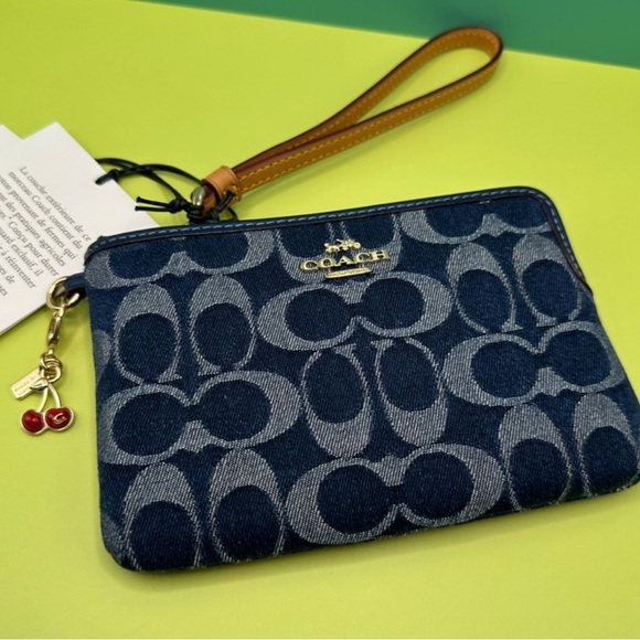 Coach Denim Cherry Wristlet - Picture 7 of 11